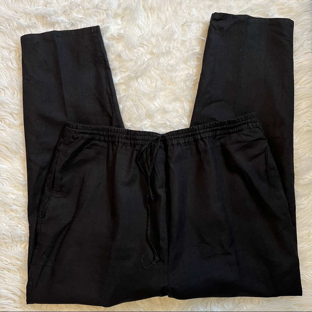 J.M.H. Woman Linen Blend Tie Elastic Pants